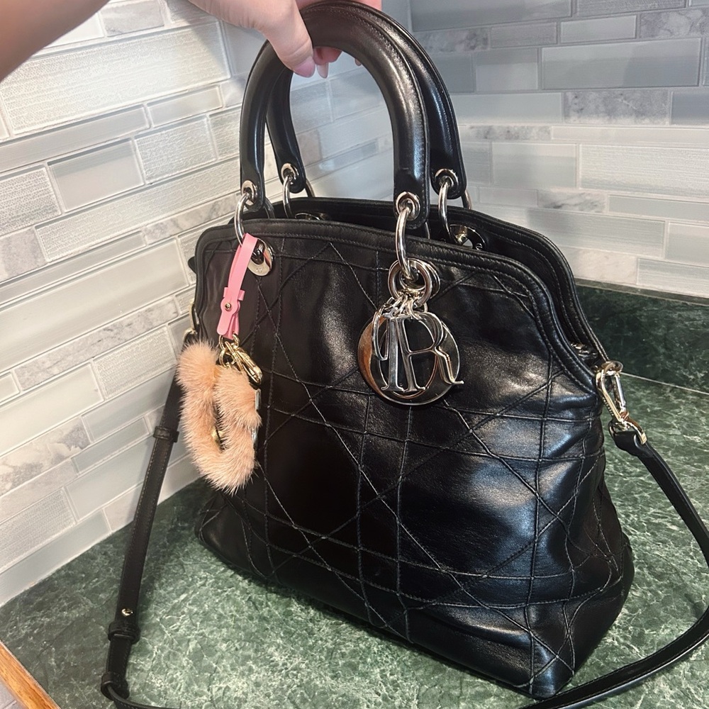 Authentic Dior Gorgeous Black Medium Leather Cannage Granville Bag - Picture 6 of 16